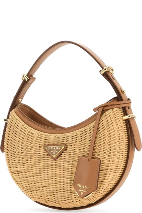 Sale for Women Prada Two-tone Wicker And Leather Arquã¨ Handbag