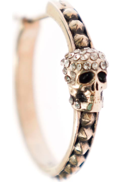 Alexander Mcqueen Woman's Pave Skull Brass Hoop Earrings With Skull Detail