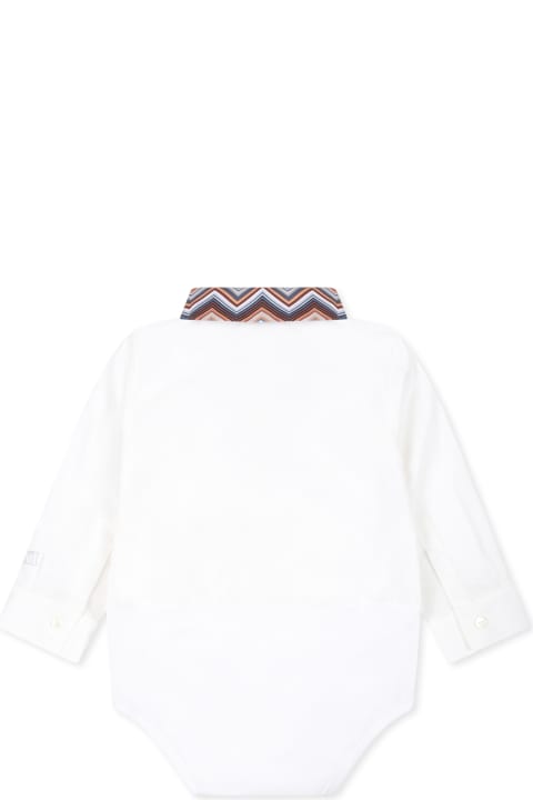 Missoni for Kids Missoni White Shirt For Baby Boy With Chevron Pattern
