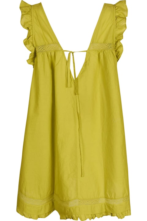 Ruffle Trim V-neck Plain Short Dress