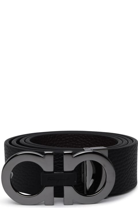 Ferragamo Belts for Men Ferragamo Hammered Leather Reversible Belt