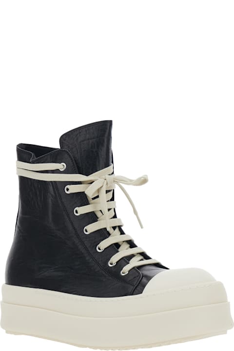 Rick Owens Black Sneakers With Oversize Toe And Sole In Leather Man