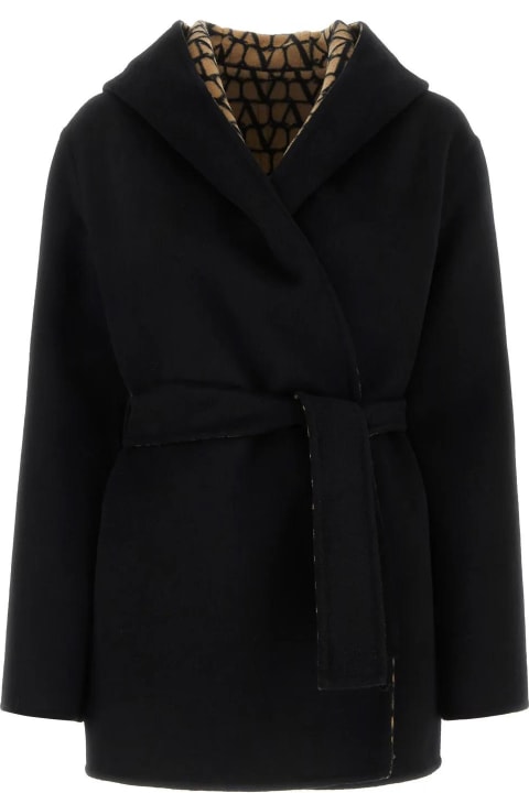 Valentino Women Valentino Black Wool Blend Coat