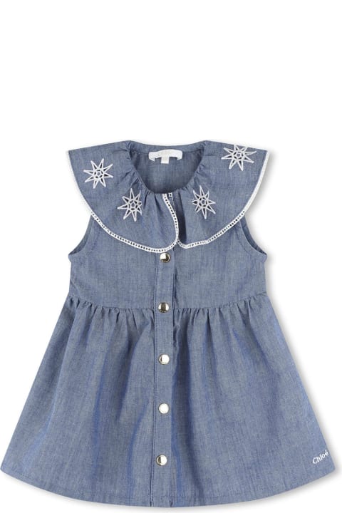 Dresses for Baby Girls Chloé Chambray Cotton Sleeveless Dress