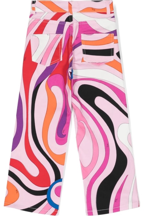 Pucci Bottoms for Girls Pucci Straight Leg Jeans With Purple/multicolour Iride Print