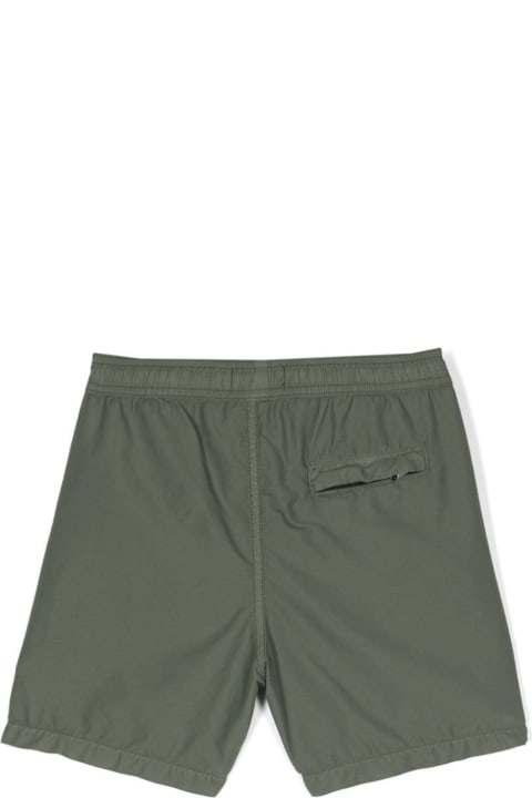 Swimwear for Boys Stone Island Olive Green Swim Shorts With Logo Patch