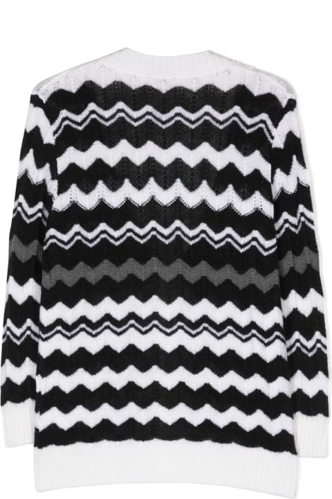 Topwear for Girls Missoni Kids Black And White Chevron Pattern Cardigan