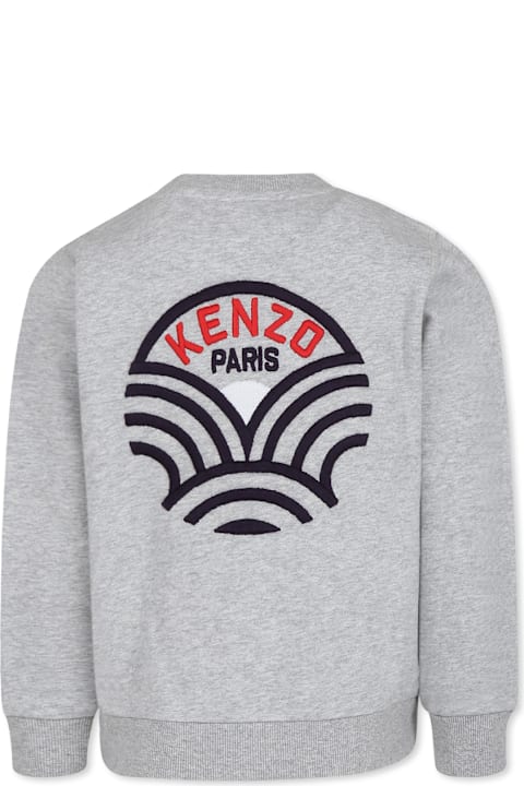 أدوات منزلية Kenzo Kids Grey Sweatshirt For Boy With Kenzo Seigaiha Embrodery