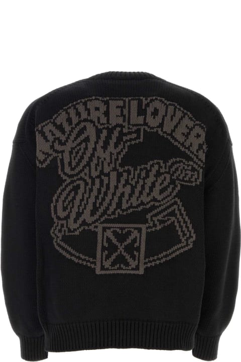 Sweaters for Men Off-White Cotton Blend Oversize Sweater