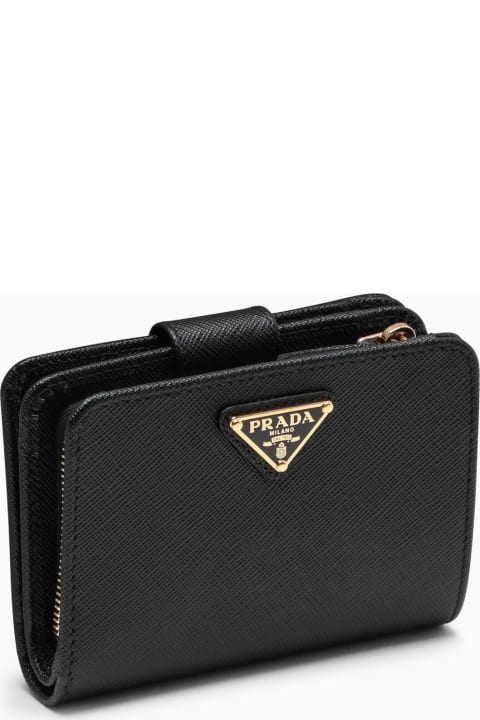 Prada محافظ لـ السيدات Prada Black Saffiano Leather Small Continental Wallet