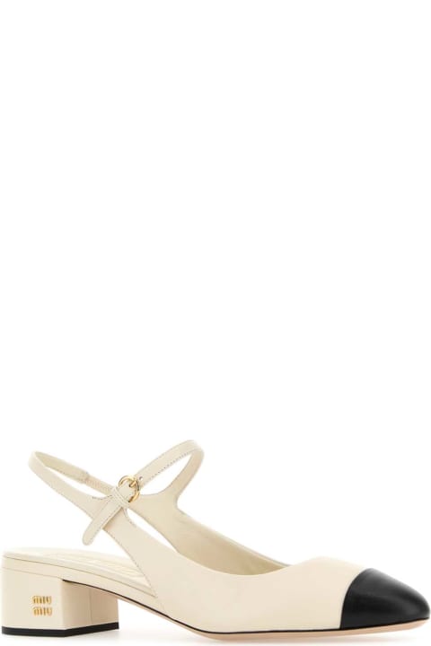 Miu Miu أحذية كعب عالٍ لـ السيدات Miu Miu Ivory Leather Pumps