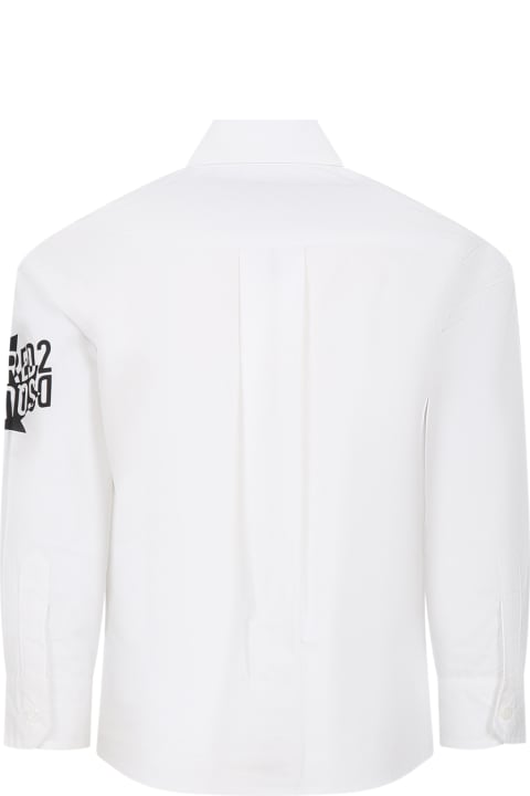 Shirts for Boys Dsquared2 White Shirt For Boy With Logo