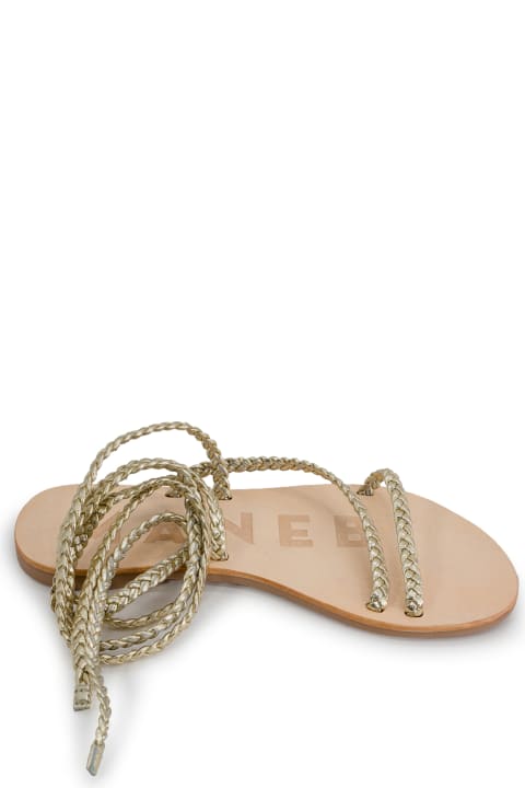 Sandals for Women Manebi Leather Sandals Tie-up Multi Braid Bands Canyon