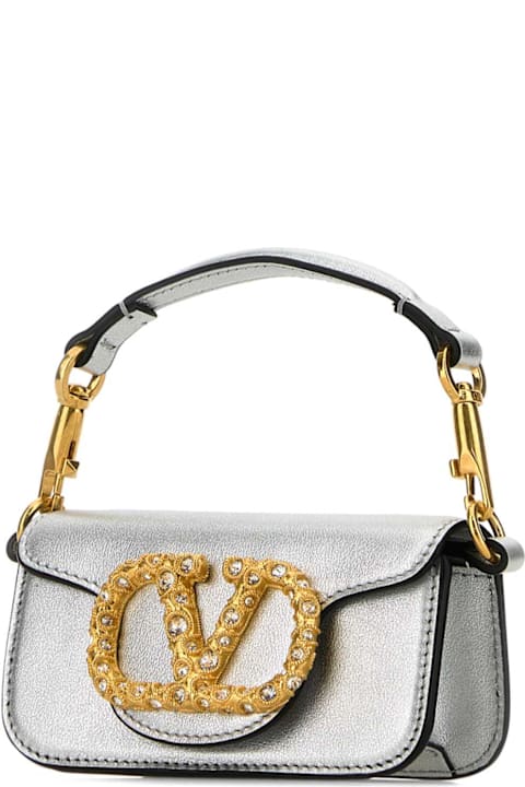 Valentino Garavani for Women Valentino Garavani Silver Leather Micro Locã² Handbag