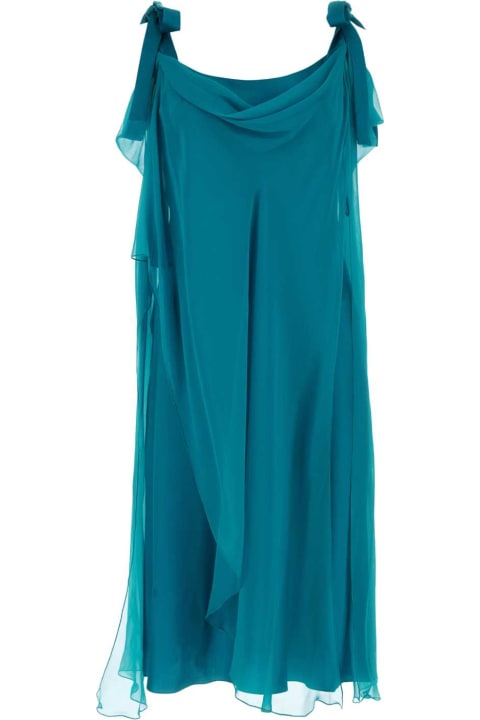 ウィメンズ Alberta Ferrettiのウェア Alberta Ferretti Teal Green Silk Dress