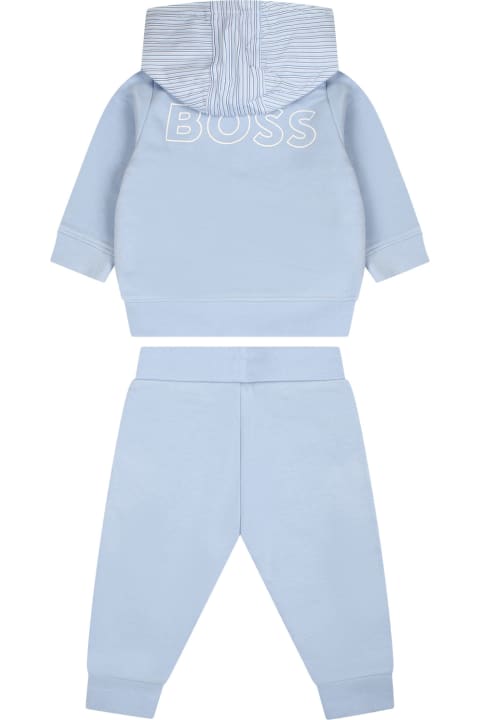 Bottoms for Baby Girls Hugo Boss Light Blue Suit For Baby Boy With Logo