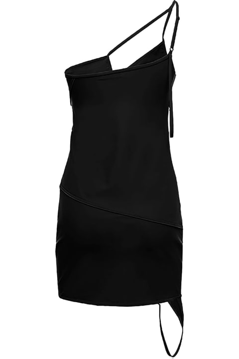 Black Asymmetrical Dress In Matte Spandex Balenciaga Woman