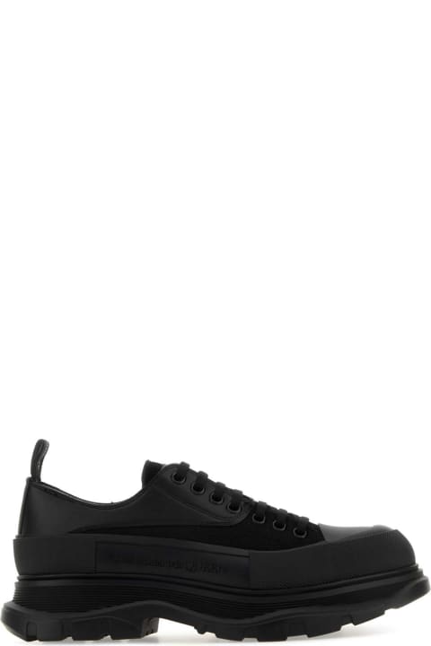 Sneakers Sale for Men Alexander McQueen Black Leather And Fabric Tread Slick Sneakers