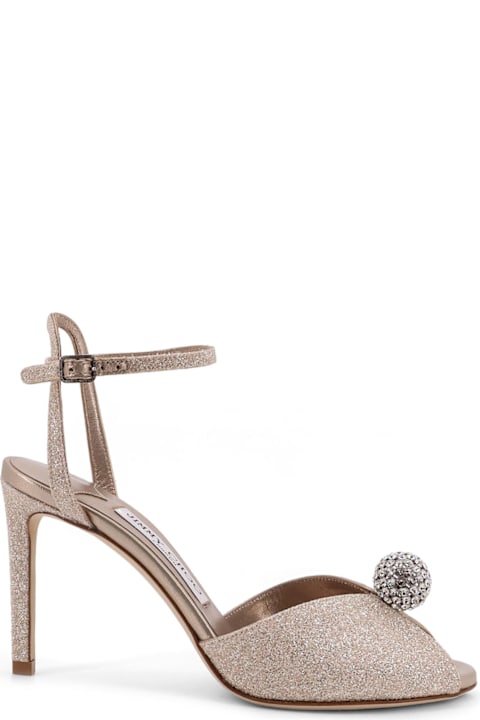 Jimmy Choo Sacora Glitter Effect Leather Sandals