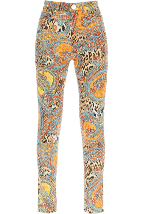Diamanté Printed Cotton Pants