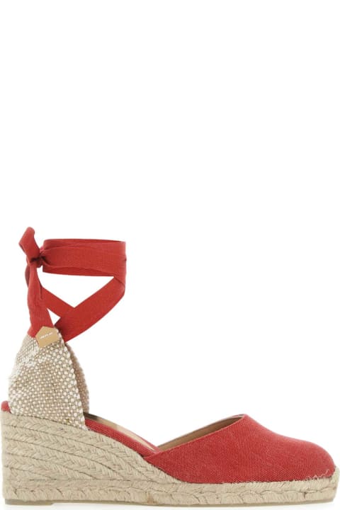 Fashion for Women Castañer Red Canvas Carina Wedges