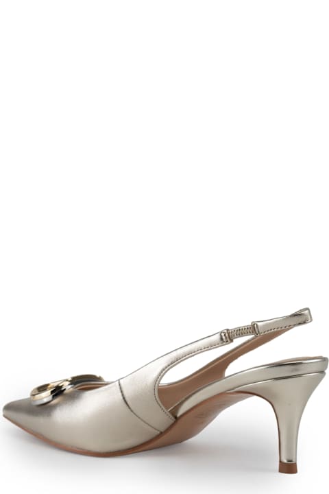 Homeware TwinSet Leather Sling Back Pumps With Oval-t Logo