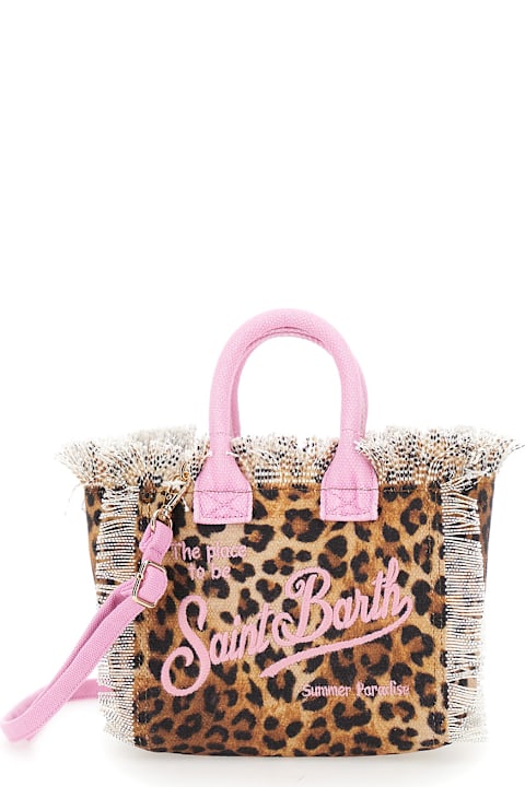 MC2 Saint Barth Accessories & Gifts for Girls MC2 Saint Barth 'vanity Mini' Brown Handbag With Adjustable And Removable Shoulder Strap And All-over Leopard Print In Cotton Girl
