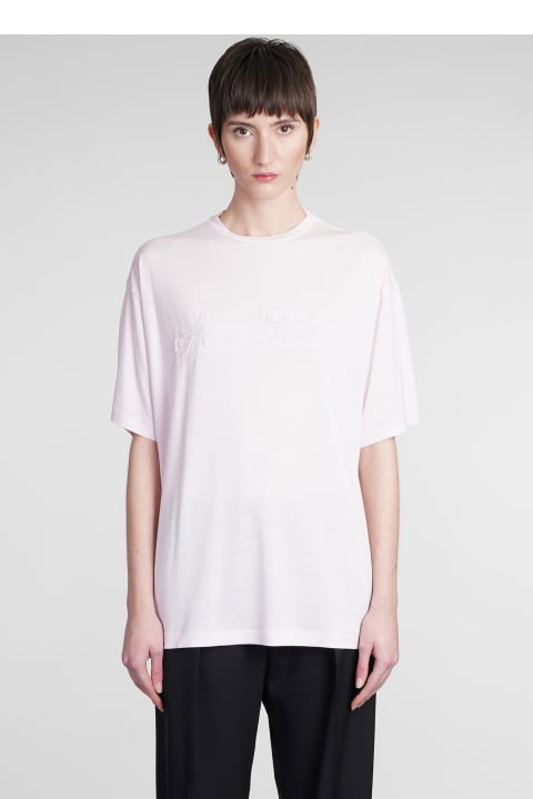 T-shirt In Rose-pink Wool And Polyester