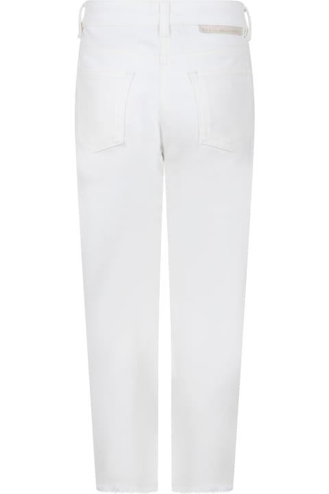 Stella McCartney Kids Stella McCartney Kids White Denim Jeans For Girl With Logo
