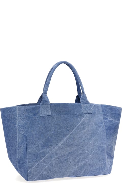 Ganni Totes for Women Ganni 'blue Oversized Canvas' Shopping Bag