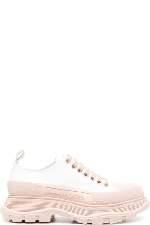 Shoes for Women Alexander McQueen White And Pink Tread Slick Sneakers