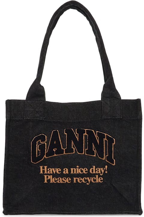 Ganni Bags for Women Ganni Large Denim Easy Shopper Tote