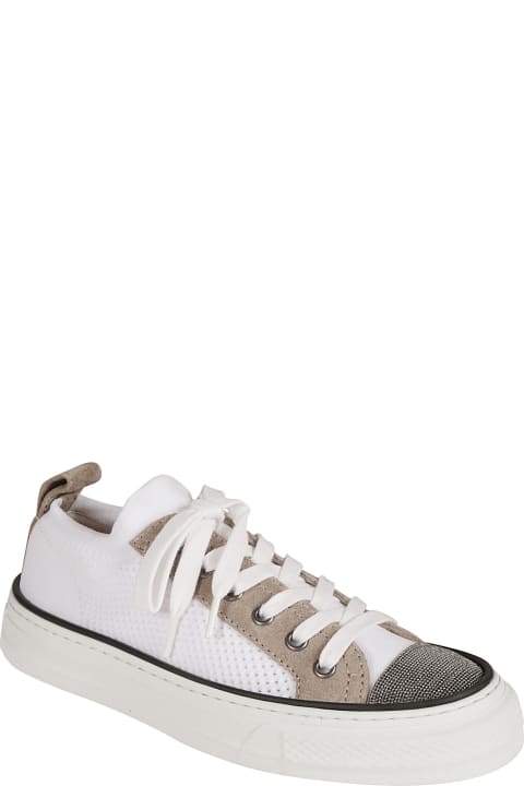 Sneakers for Women Brunello Cucinelli Monili-detailed Paneled Lace-up Sneakers