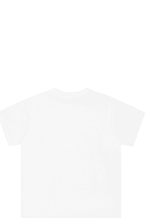 Balmain for Baby Girls Balmain White T-shirt For Baby Girl With Logo