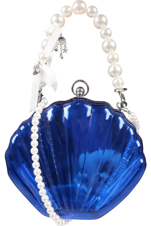 Monnalisa for Kids Monnalisa Blue Bag For Girl With Pearl And Shells
