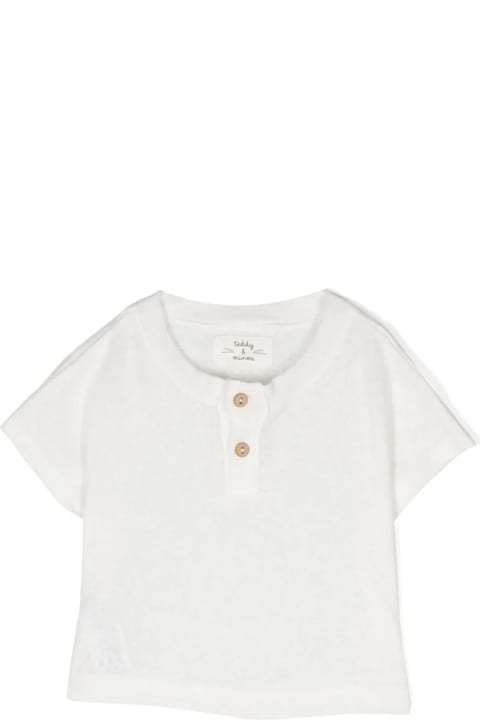 ベビーボーイズ トップス Teddy & Minou White T-shirt With Buttons