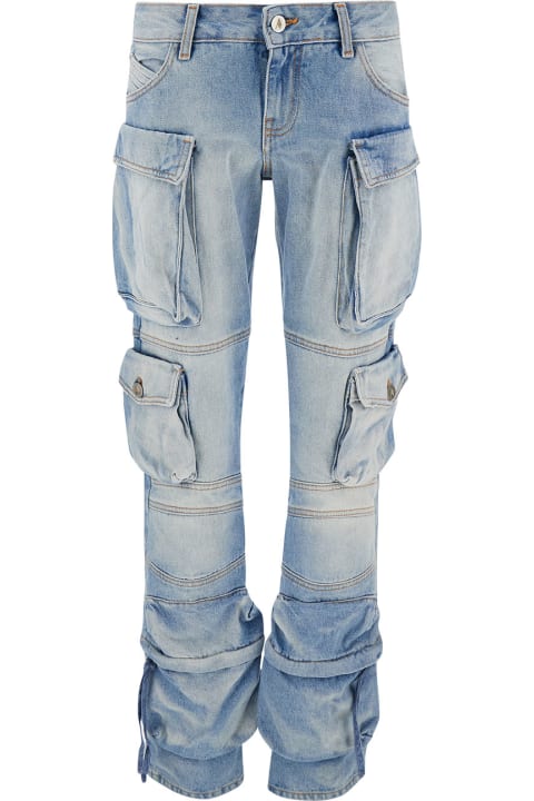 Fashion for Women The Attico 'essie' Light Blue Fitted Jeans With Cargo Pockets In Denim Woman