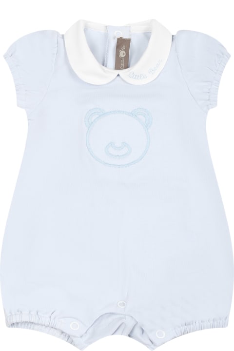 Bodysuits & Sets for Baby Boys Little Bear Light Blue Romper For Baby Boy With Bear