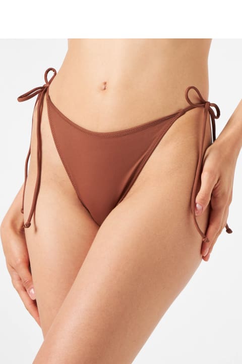 Homeware MC2 Saint Barth Woman Brown Swim Briefs With Side Laces