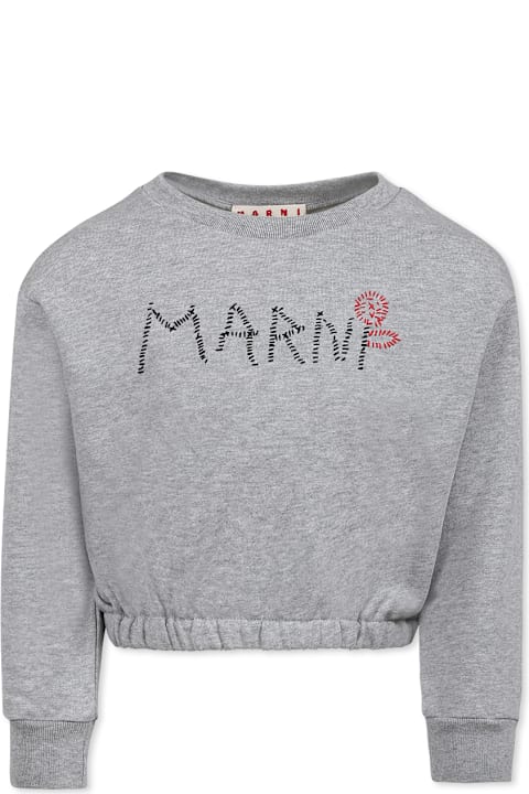 Homeware Marni Grey Crop Sweatshirt For Girl With Logo