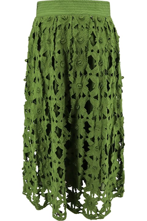 Farm Rio Clothing for Women Farm Rio Cotton Skirt With Floral Embroideries
