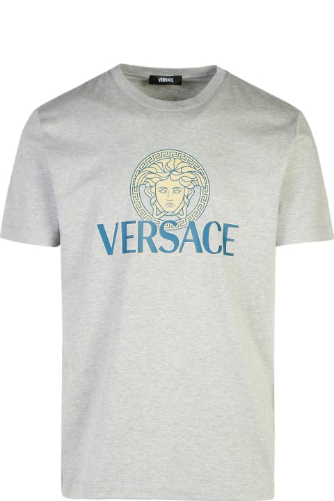 Versace Topwear for Men Versace Gray Cotton T-shirt