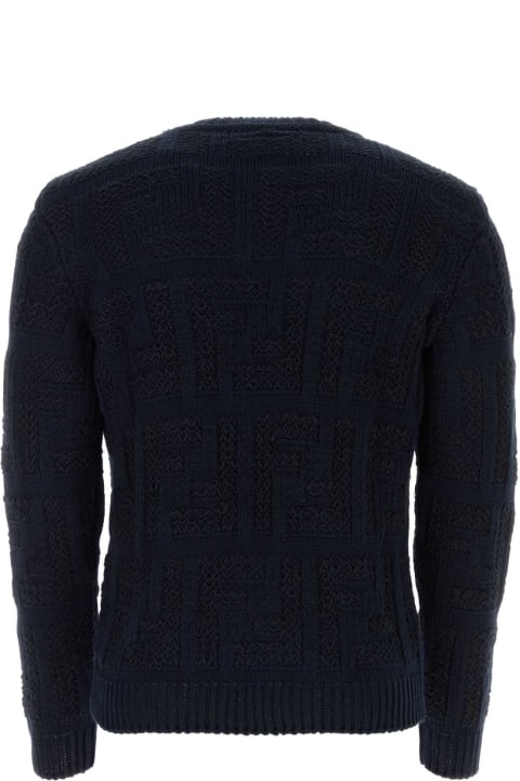 Sweaters for Men Fendi Blue Cotton Blend Sweater