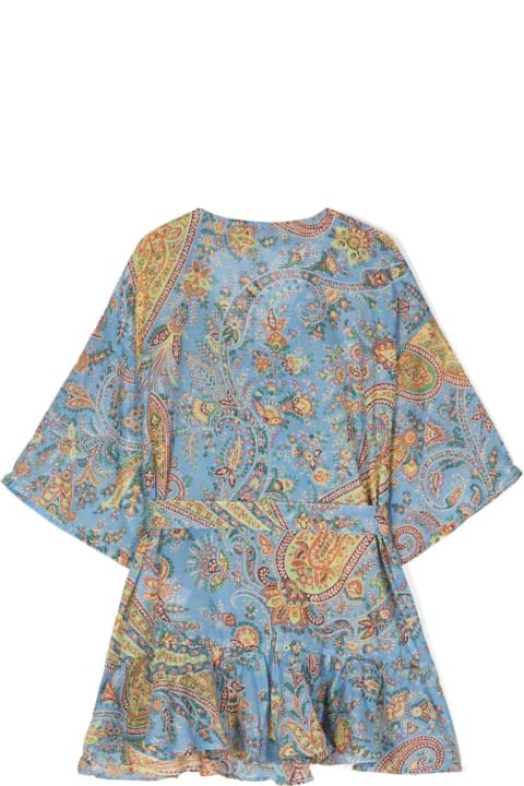 Sale for Kids Etro Light Blue Wrap Dress With Paisley Motif