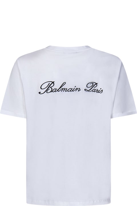 Balmain Topwear for Men Balmain Logo Embroidered Crewneck T-shirt