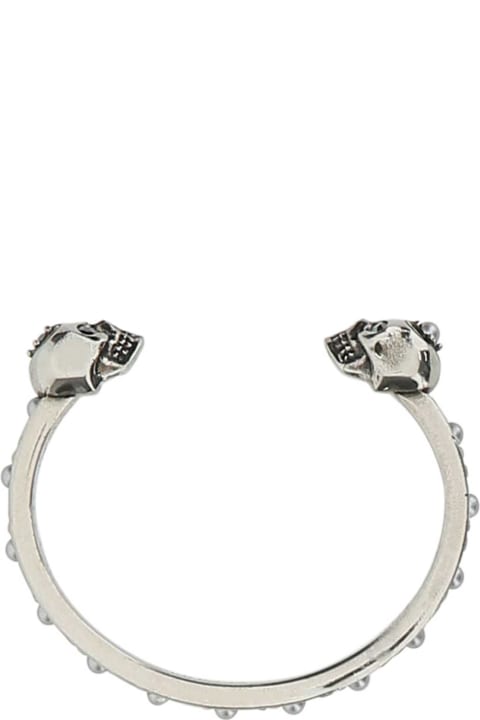 Alexander McQueen Bracelets for Women Alexander McQueen Silver Metal Twin Skull Bracelet