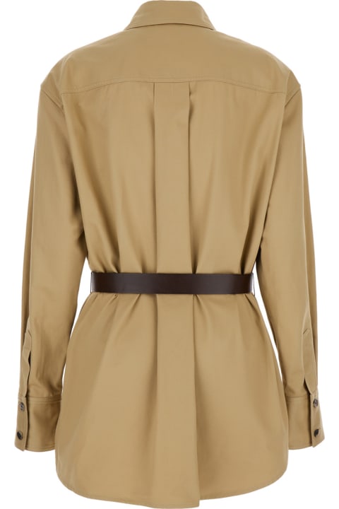 Coats & Jackets for Women Saint Laurent Beige Safari Shirt In Cotton Woman