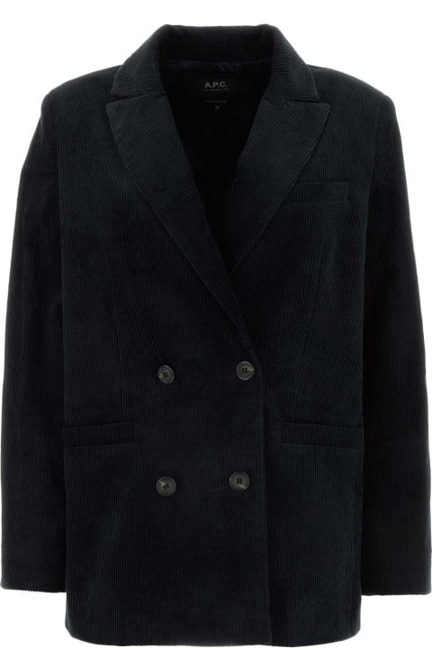 A.P.C. Coats & Jackets for Women A.P.C. Black Corduroy Lucy Blazer