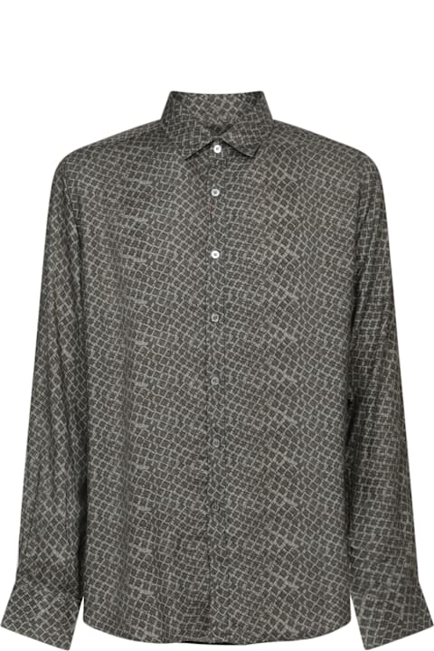 Canali for Men Canali Military Green Viscose Shirt