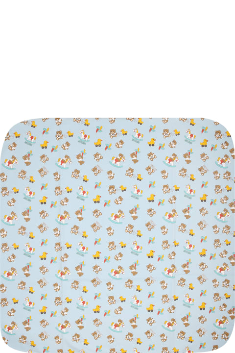 Accessories & Gifts for Baby Girls Moschino Light Blue Baby Boy Blanket With All-over Pattern